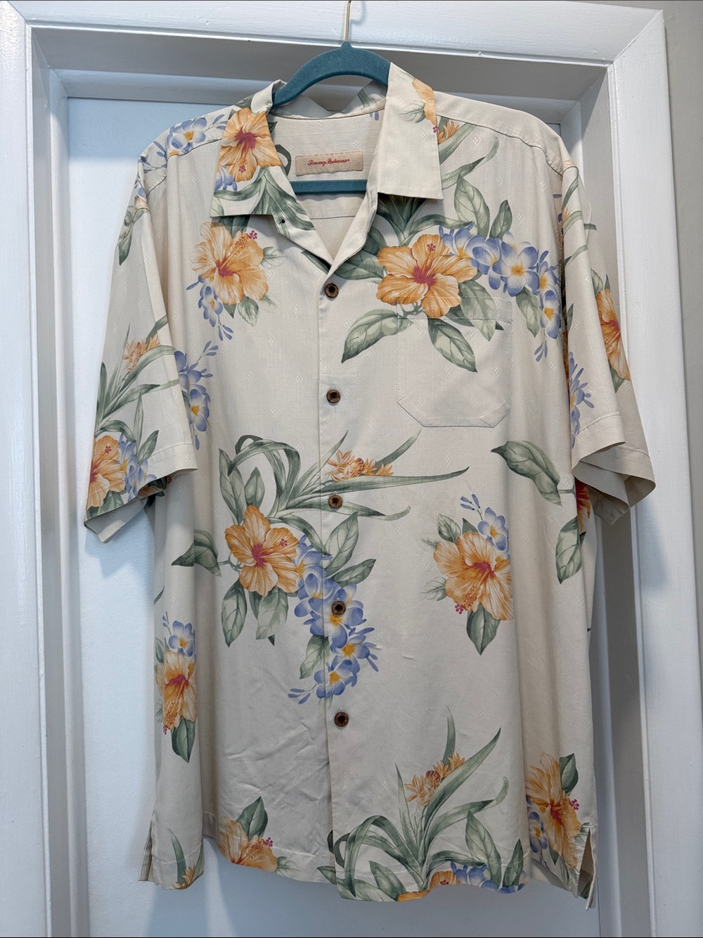 Tommy Bahama Floral Cream Camp Shirt